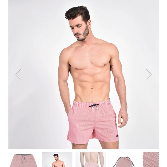 Eight X Lined Shorts, Sz Small; red striped hybrid shorts - Picture 6 of 7